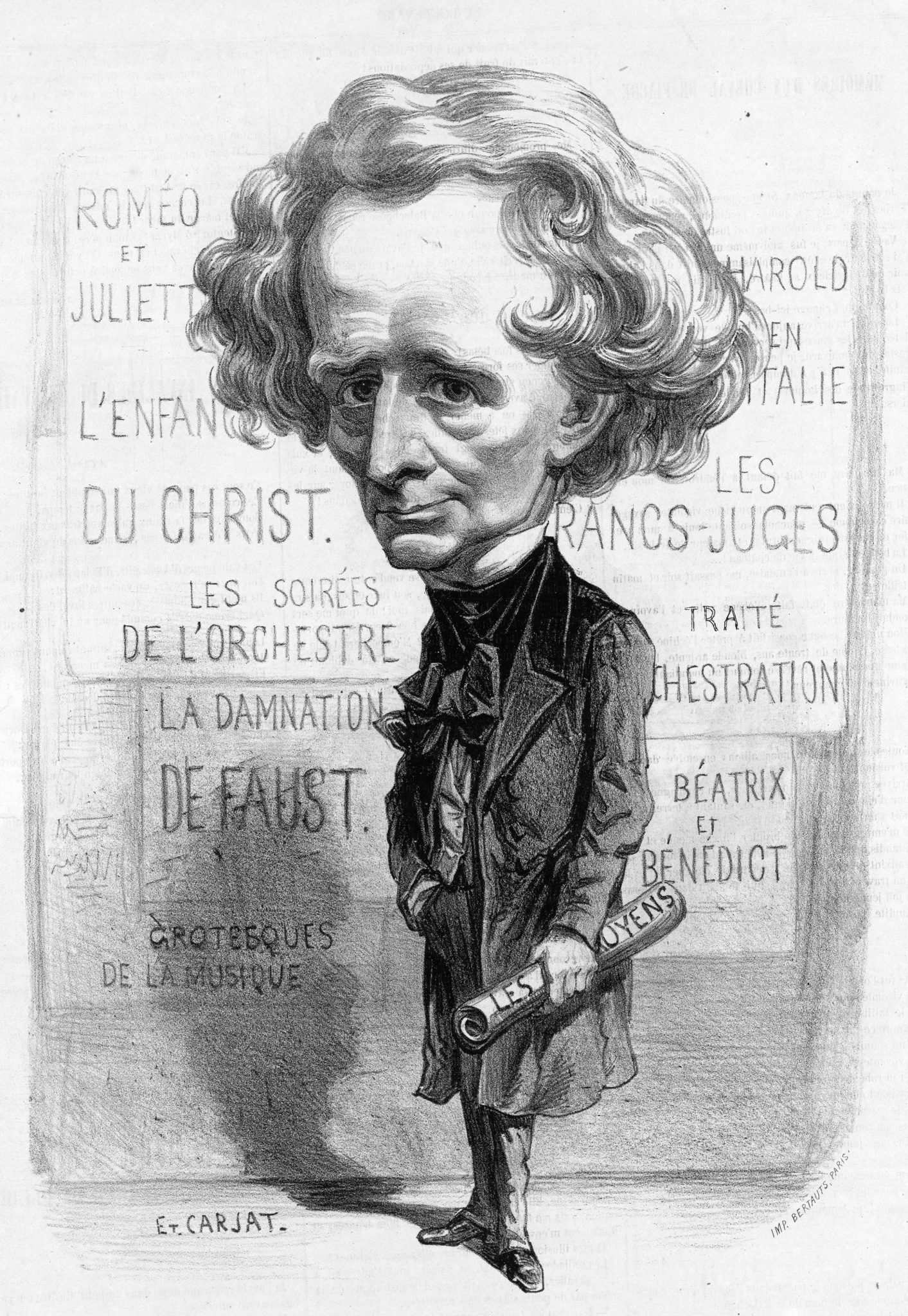 Hector Berlioz, Karrikatur von Étienne Carjat, 1863