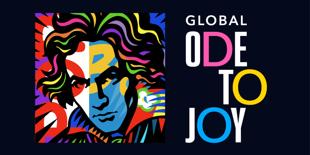 Das Logo zur Online-Kampagne „Global Ode to Joy“, entworfen vom Künstler Burton Morris