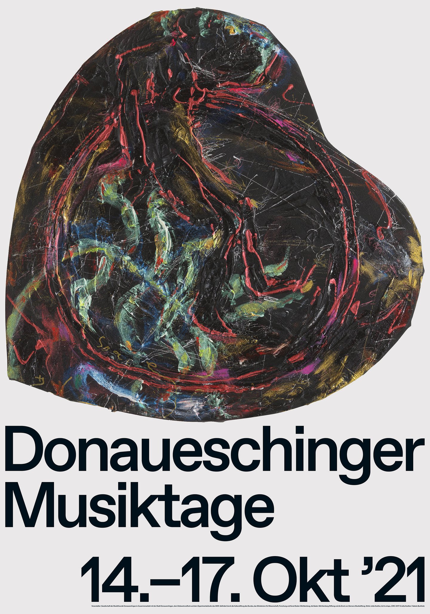 Künstlerplakat zu den Donaueschinger Musiktagen 2021 von Jutta Koether