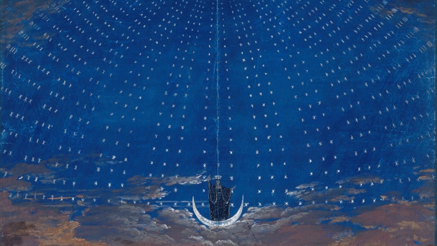 Die Sternenhalle der Königin der Nacht. Bühnenbild von Friedrich Schinkel