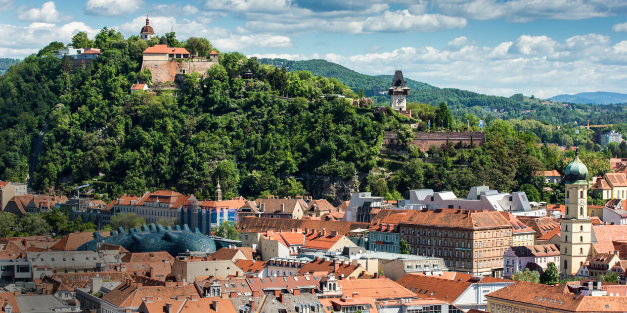 Die Stadt Graz und ihr berühmter Schlossberg, Austragungsort der styriarte