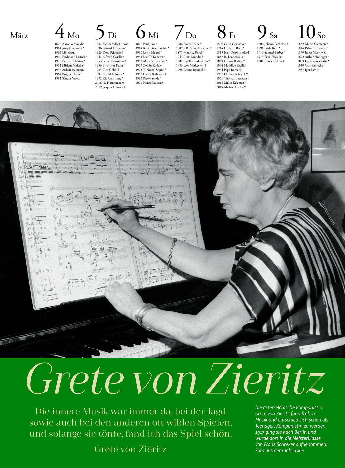 Der Musik Kalender 2024: Grete von Zieritz